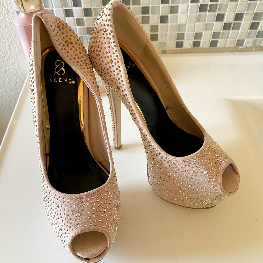 Pink Open Toed Platforms